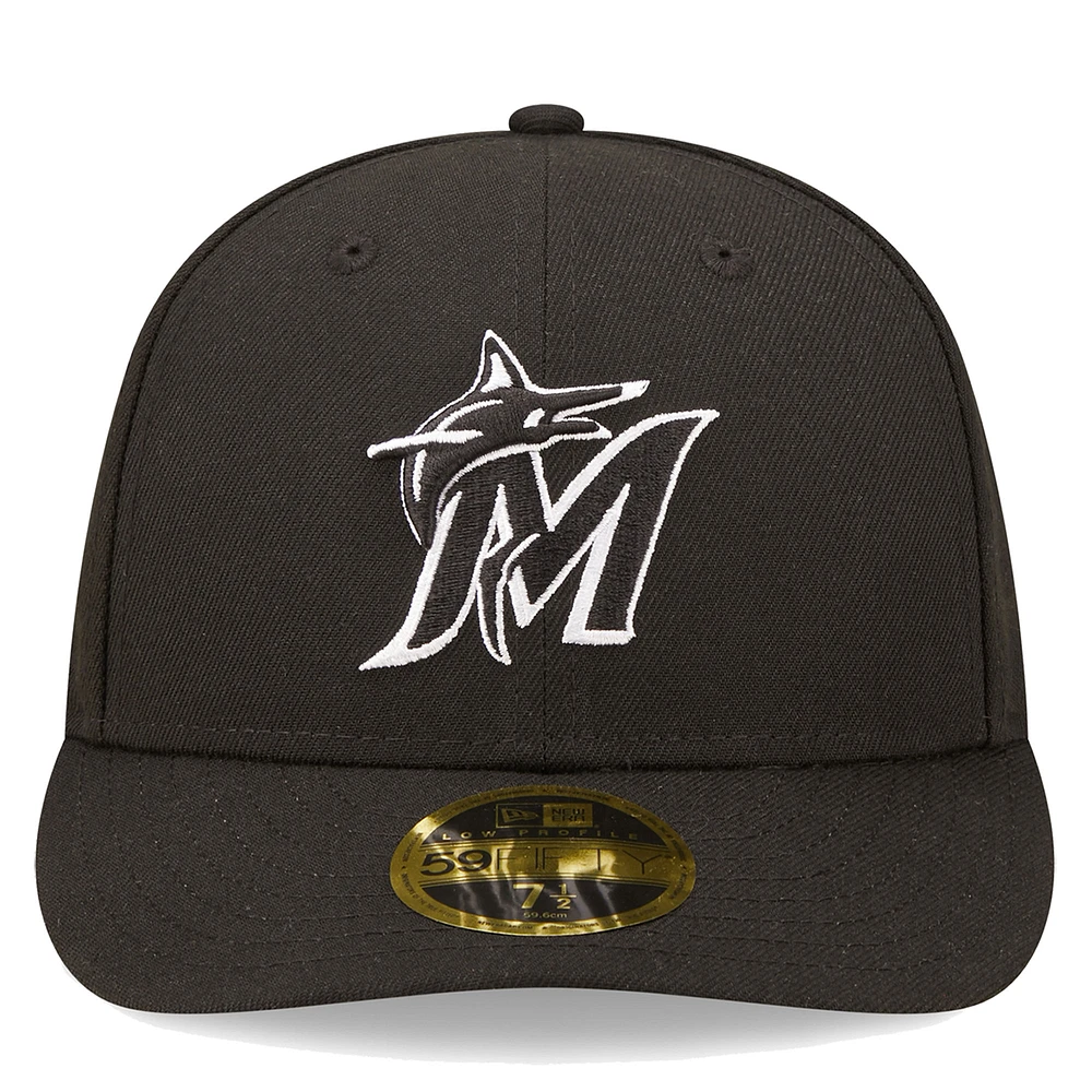 Men's New Era Black Miami Marlins Low Profile 59FIFTY Fitted Hat