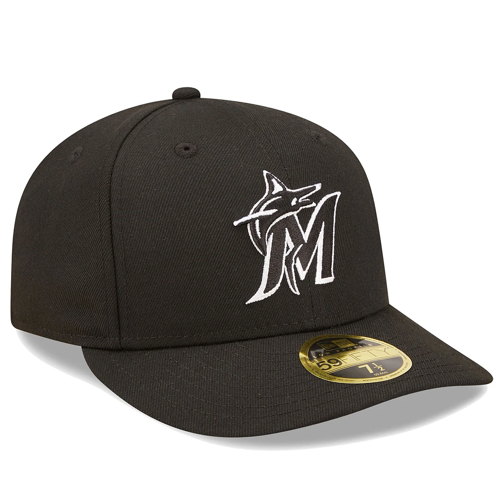 Men's New Era Black Miami Marlins Low Profile 59FIFTY Fitted Hat