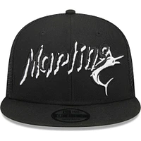Men's New Era Black Miami Marlins Street Trucker 9FIFTY Snapback Hat
