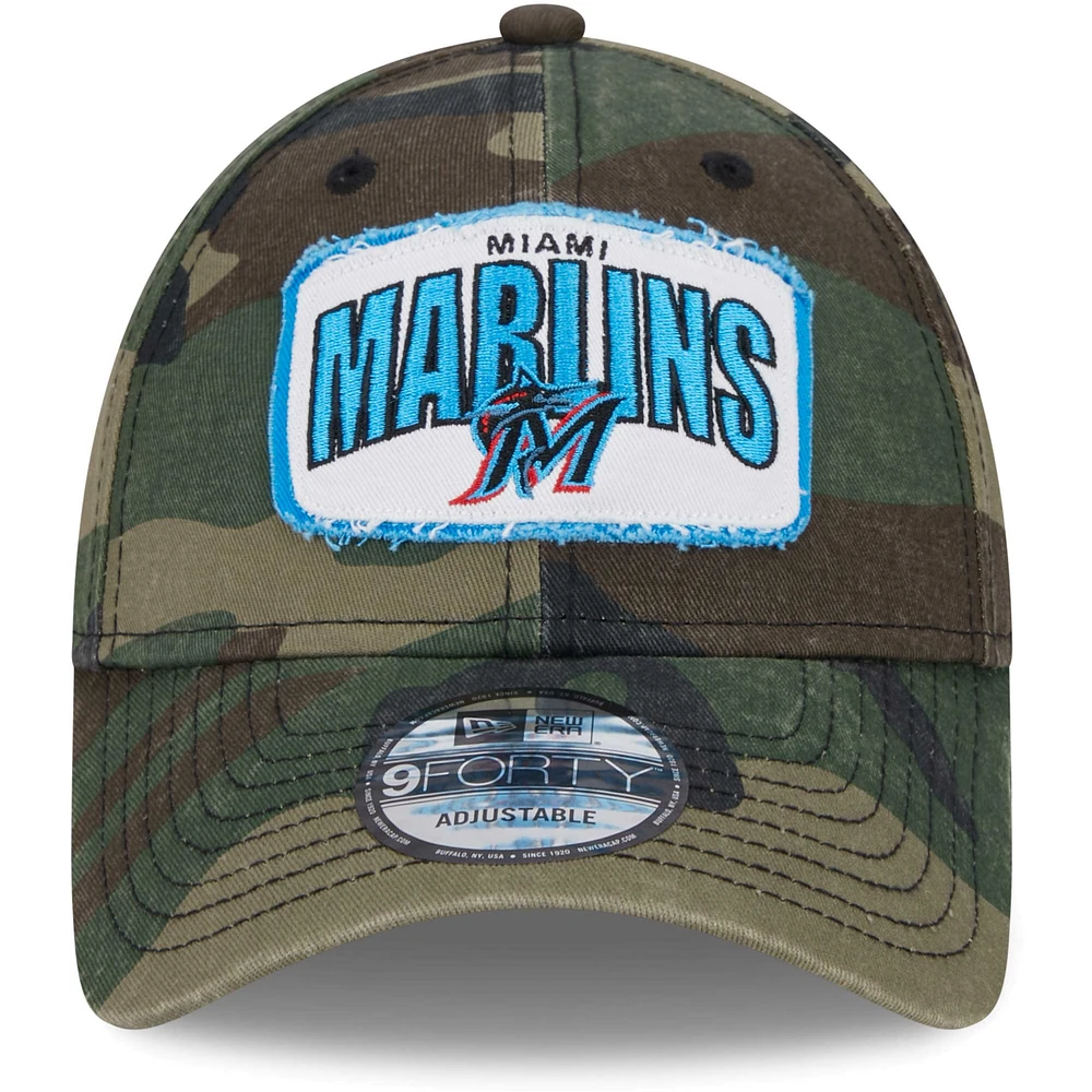 Men's New Era Camo Miami Marlins Gameday 9FORTY Adjustable Hat