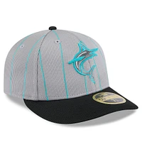 Men's New Era  Gray/Black Miami Marlins 2025 Batting Practice Low Profile 59FIFTY Fitted Hat