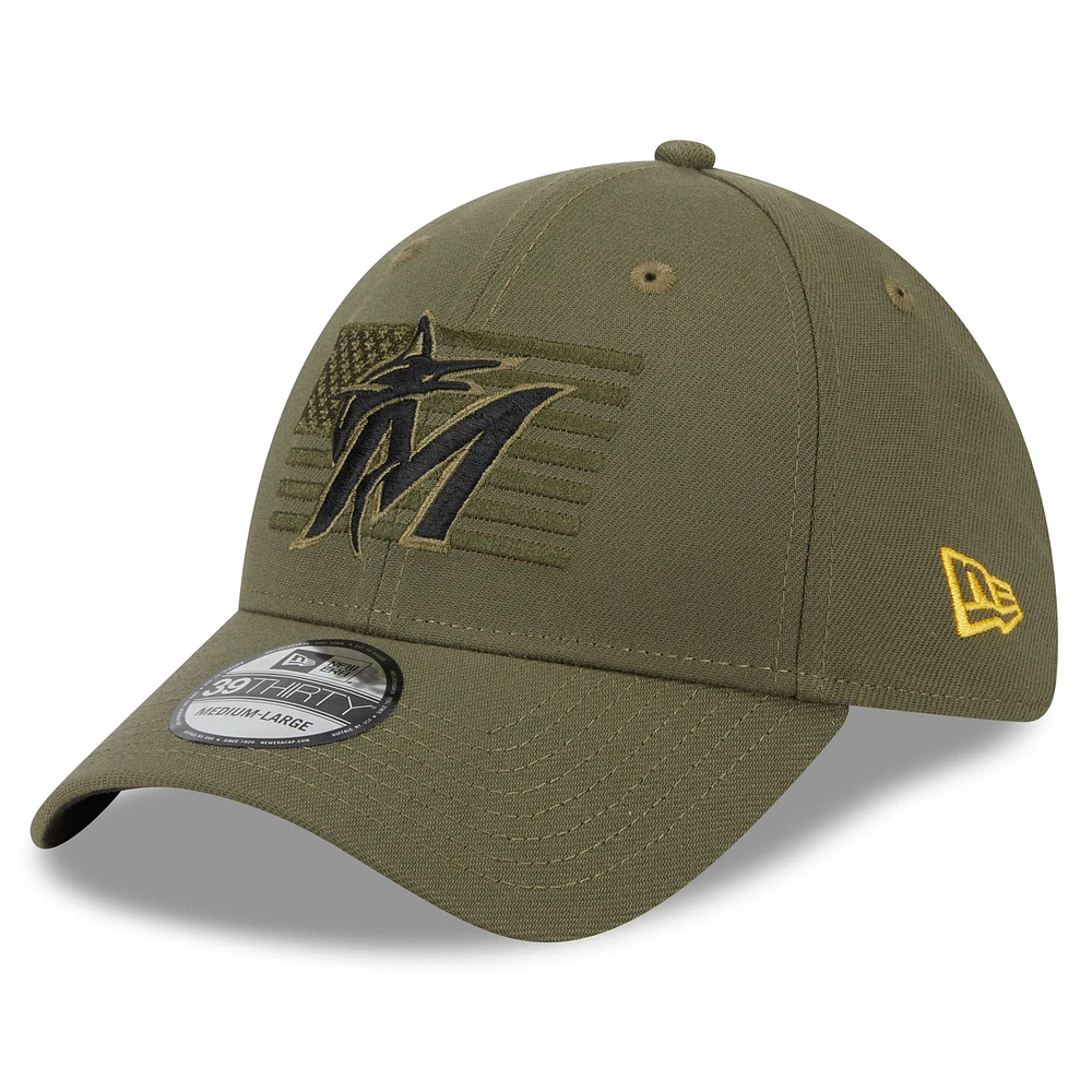 Men's New Era  Green Miami Marlins 2023 Armed Forces Day 39THIRTY Flex Hat