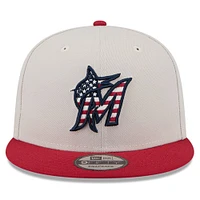 Men's New Era  Khaki/Red Miami Marlins 2024 Fourth of July 9FIFTY Snapback Hat