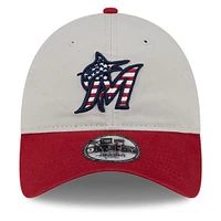 Men's New Era  Khaki/Red Miami Marlins 2024 Fourth of July 9TWENTY Adjustable Hat
