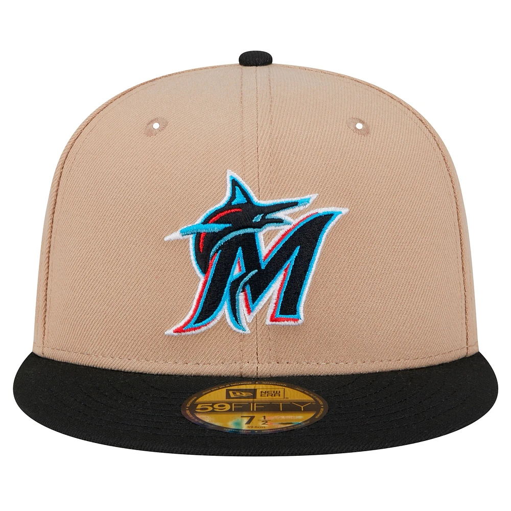 Men's New Era Khaki Miami Marlins 59FIFTY Fitted Hat