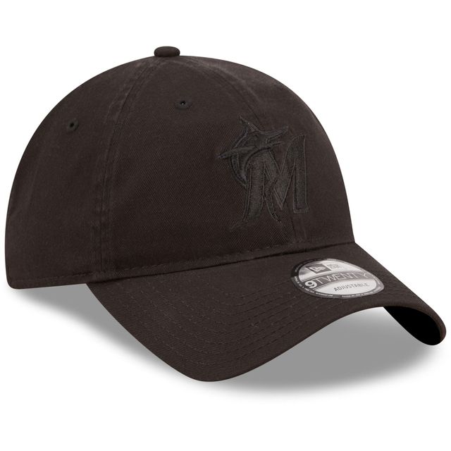 Casquette réglable New Era Miami Marlins Core Classic 2.0 9TWENTY pour homme, noir sur noir