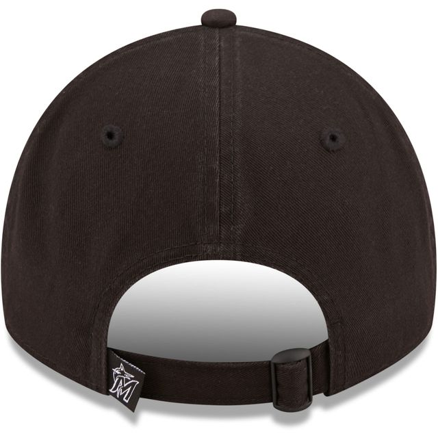 Casquette réglable New Era Miami Marlins Core Classic 2.0 9TWENTY pour homme, noir sur noir