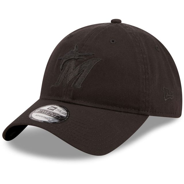 Casquette réglable New Era Miami Marlins Core Classic 2.0 9TWENTY pour homme, noir sur noir