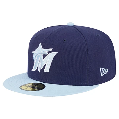 Casquette ajustée 59FIFTY bicolore bleu marine/bleu clair pour homme New Era des Miami Marlins