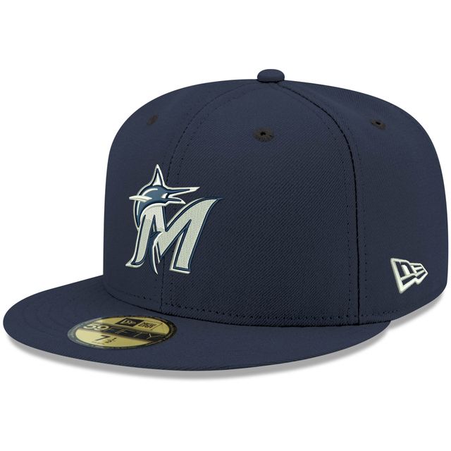 Chapeau ajusté 59FIFTY bleu marine Miami Marlins Logo pour homme New Era