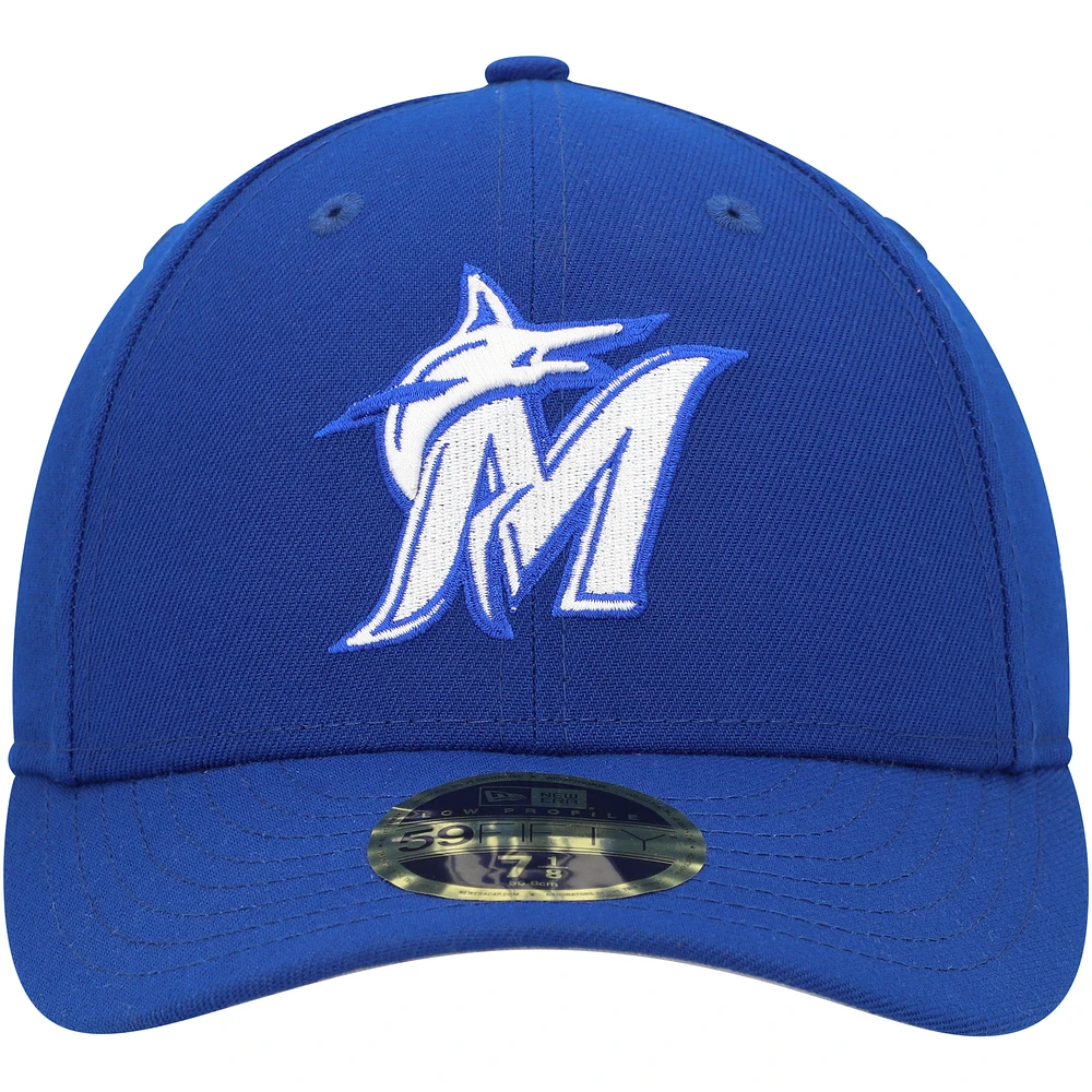 Men's New Era  Royal Miami Marlins White Logo Low Profile 59FIFTY Fitted Hat