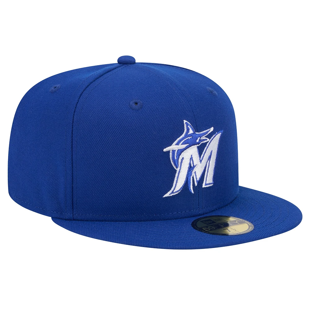 Men's New Era Royal Miami Marlins White Logo 59FIFTY Fitted Hat