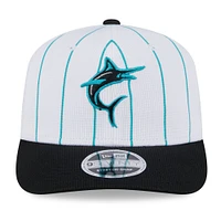 Men's New Era  White/Black Miami Marlins 2025 Batting Practice 9SEVENTY Stretch-Snap Trucker Hat
