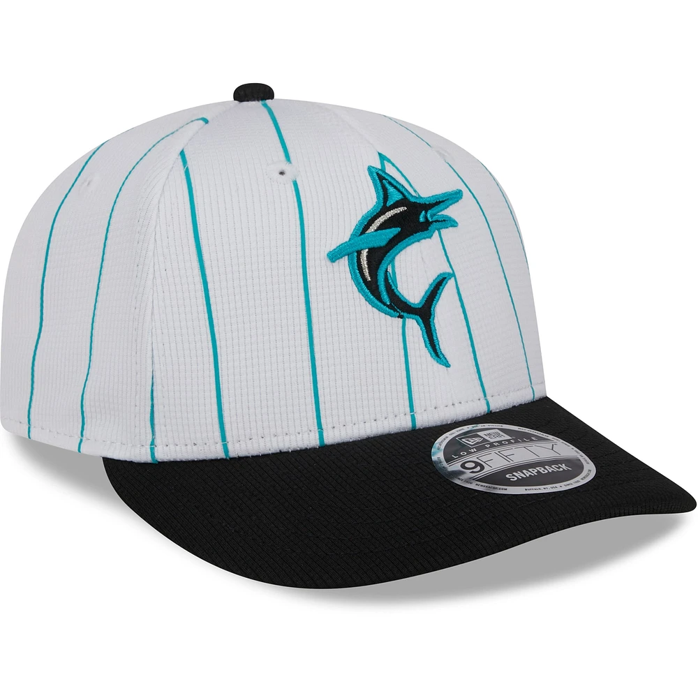 Men's New Era  White Miami Marlins 2025 Batting Practice Low Profile 9FIFTY Snapback Hat