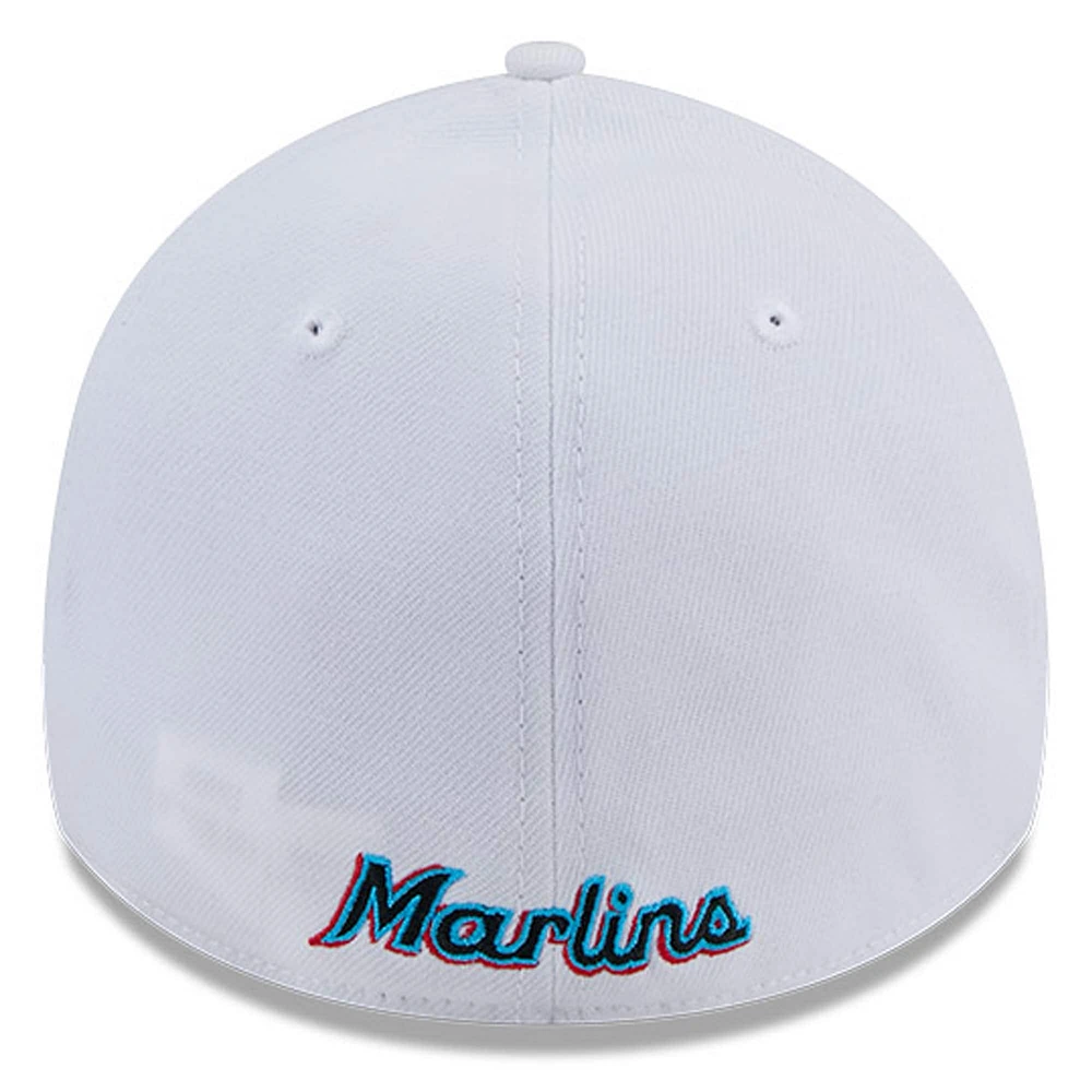 Men's New Era White Miami Marlins 39THIRTY Flex Hat