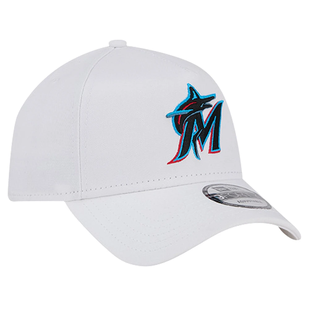 Men's New Era White Miami Marlins TC A-Frame 9FORTY Adjustable Hat