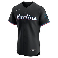 Men's Nike  Black Miami Marlins Alternate Vapor Premier Elite Patch Jersey