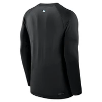 Men's Nike Black Miami Marlins Authentic Collection Game Time Raglan Performance Long Sleeve T-Shirt
