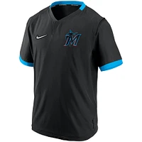 Men's Nike Black Miami Marlins Authentic Collection Short Sleeve Hot Pullover Jacket