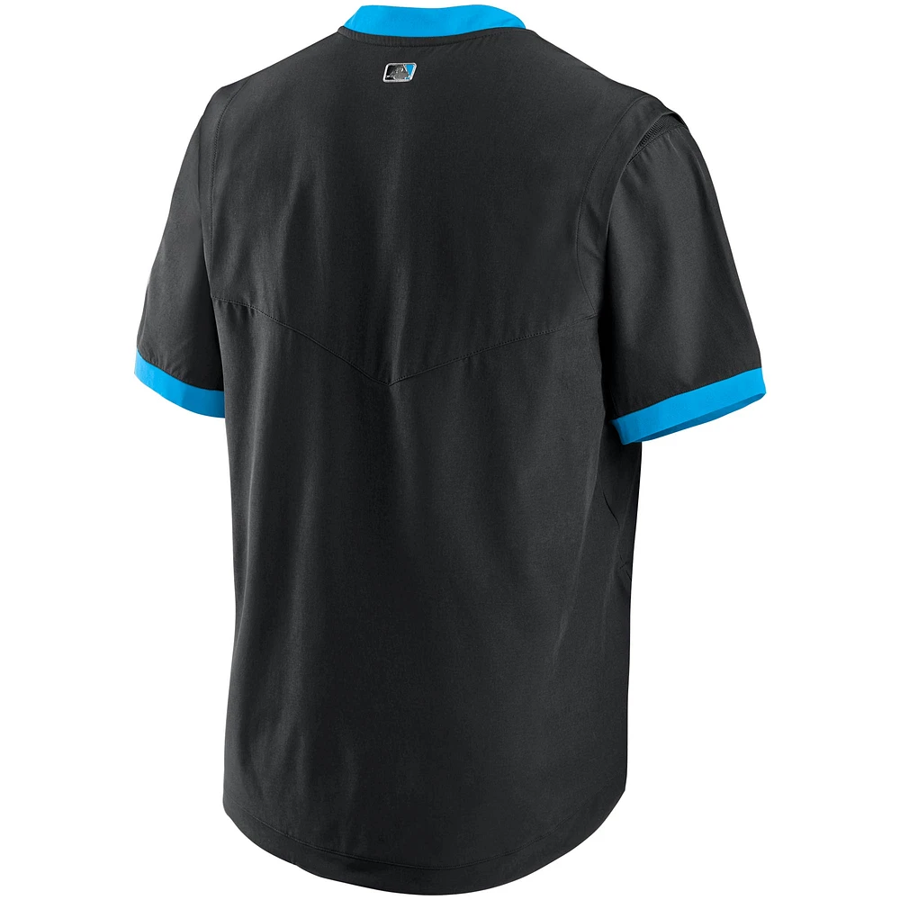 Men's Nike Black Miami Marlins Authentic Collection Short Sleeve Hot Pullover Jacket