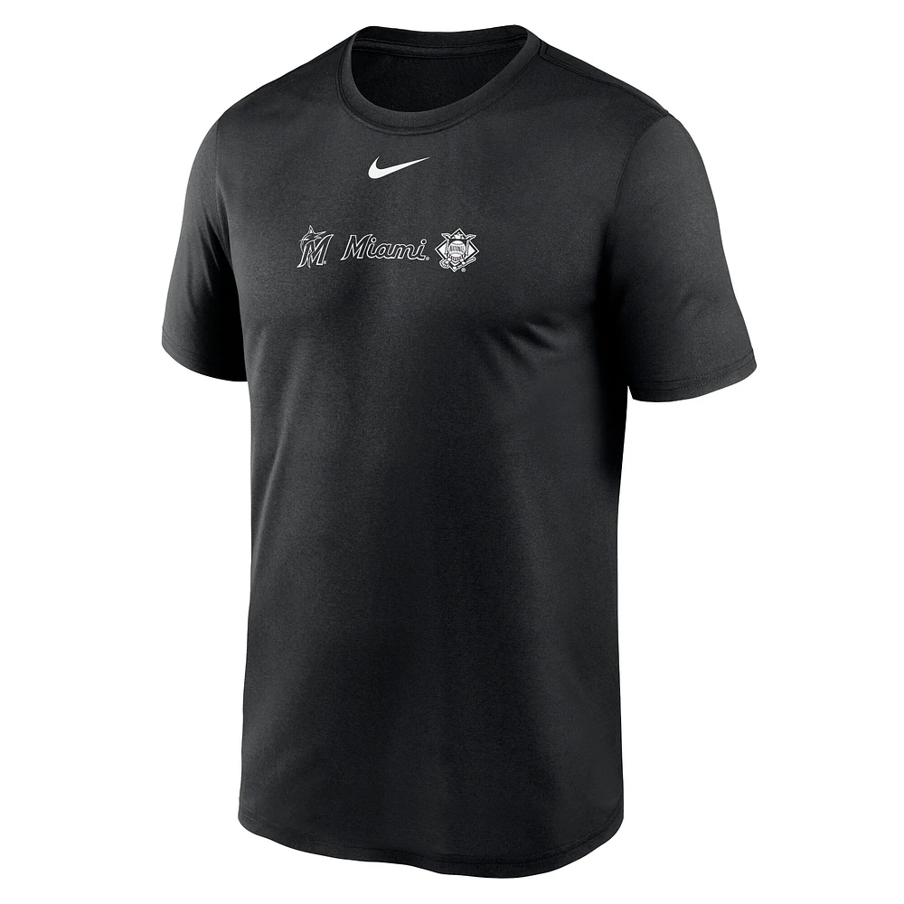 Men's Nike Black Miami Marlins Fashion Over Shoulder Logo Legend T-Shirt