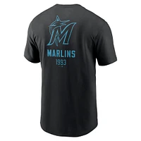 Men's Nike Black Miami Marlins Large Logo Back Stack T-Shirt