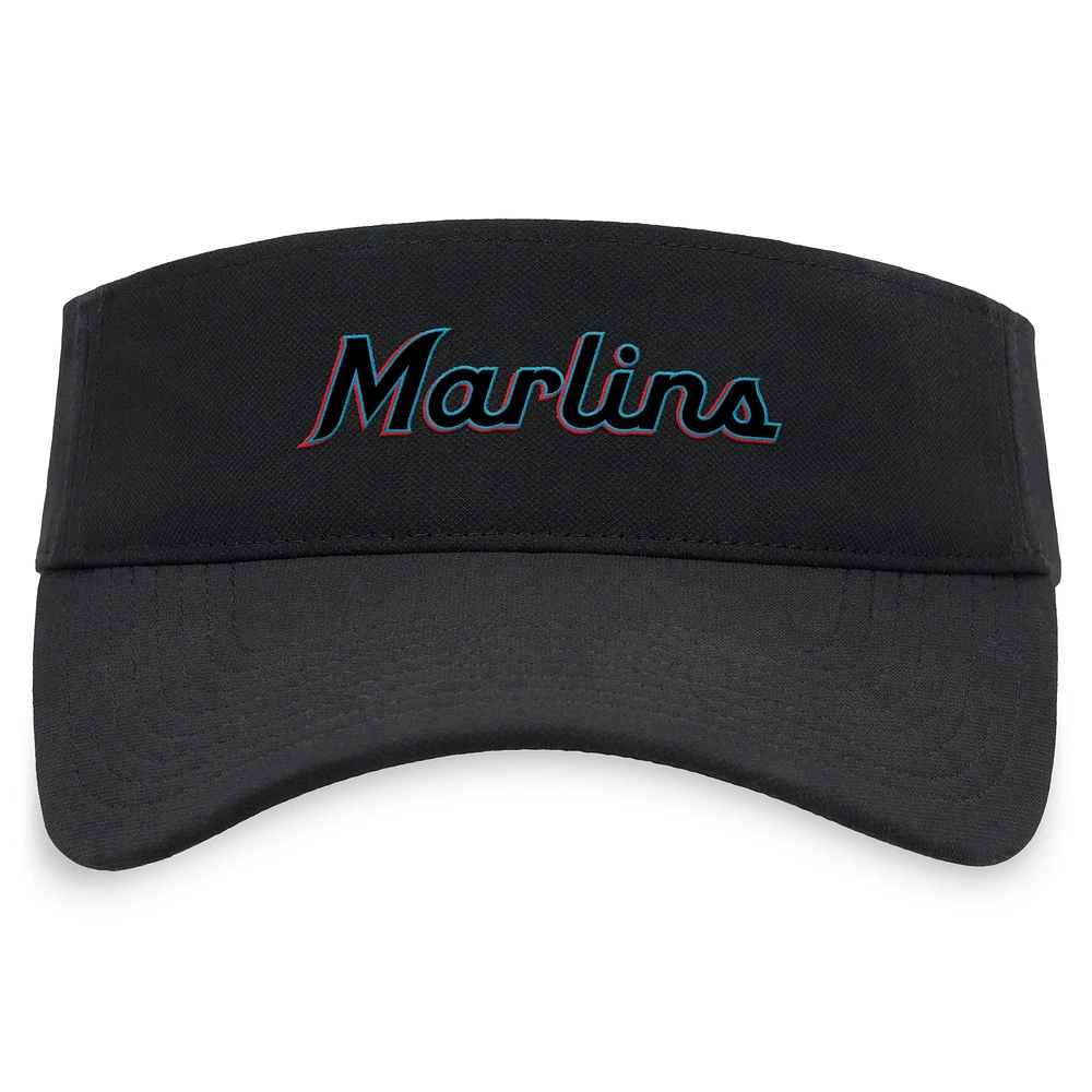 Visière ajustable Nike noire Miami Marlins Wordmark Performance pour homme