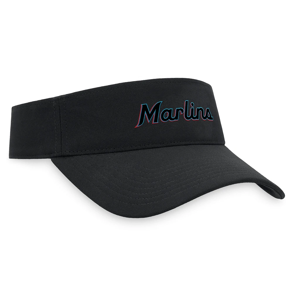 Visière ajustable Nike noire Miami Marlins Wordmark Performance pour homme
