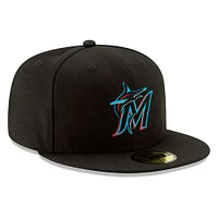 Miami Marlins New Era Game Authentic Collection On-Field 59FIFTY - Fitted Hat Black