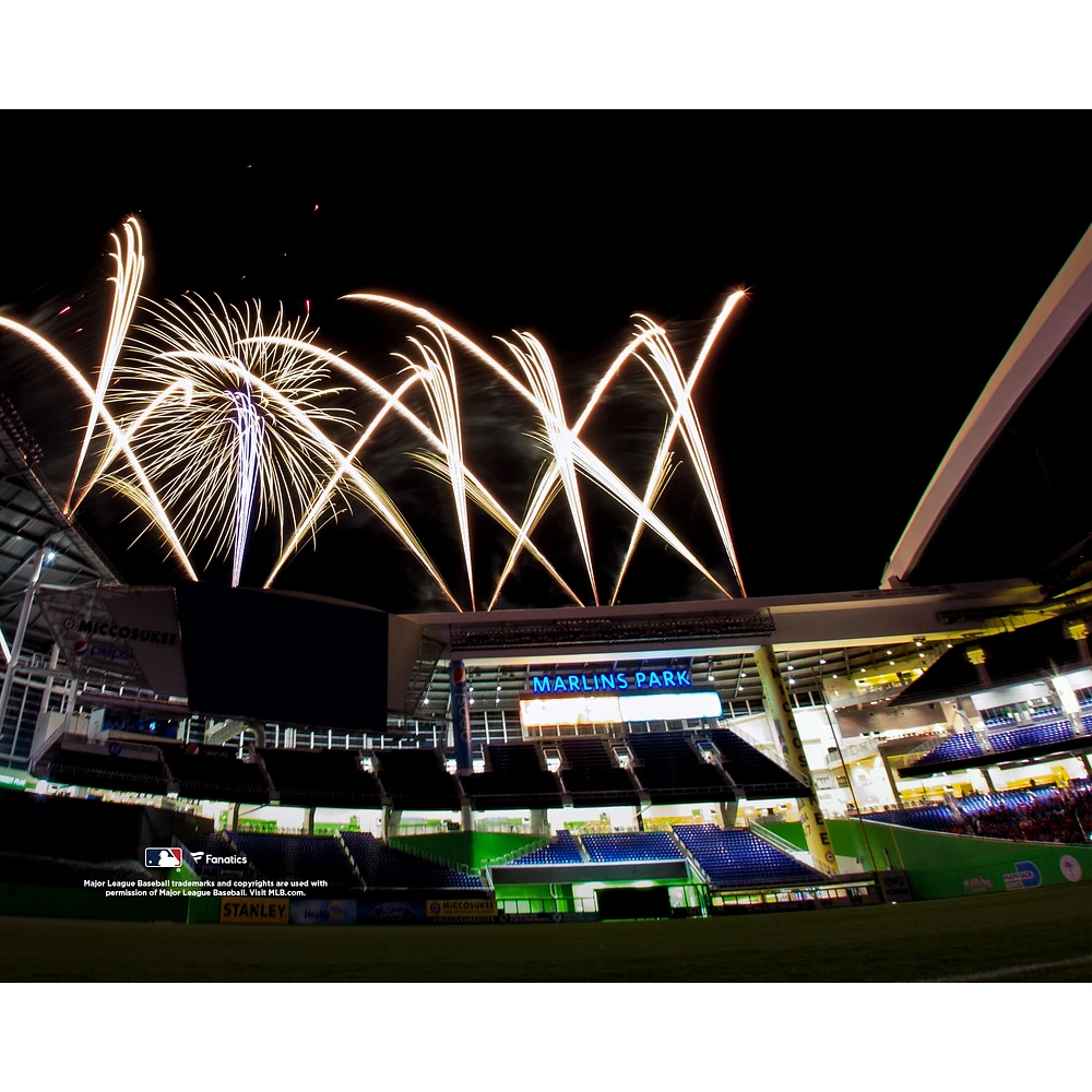 Miami Marlins Unsigned LoanDepot Park Fireworks Photograph