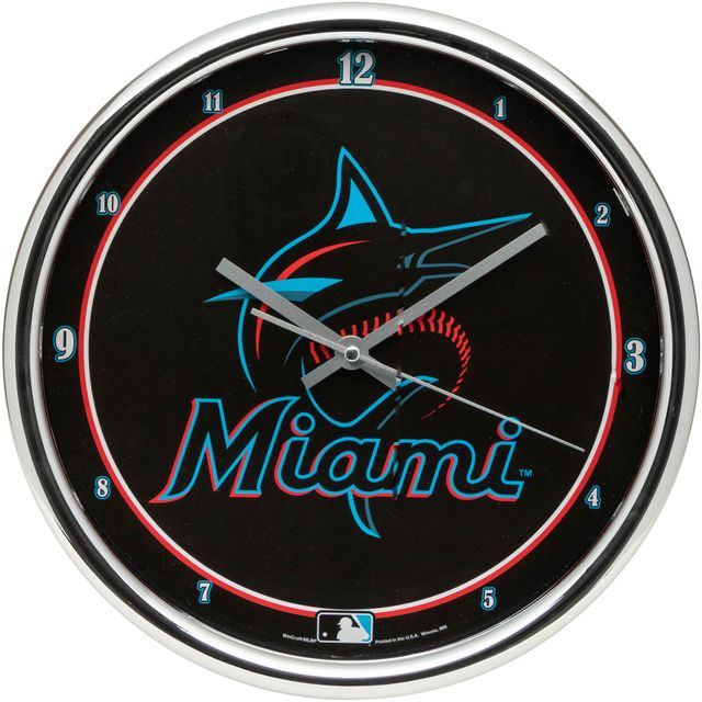 Horloge murale chromée WinCraft Miami Marlins