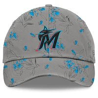Women's Fanatics Gray Miami Marlins Fundamental Floral Adjustable Hat
