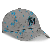 Women's Fanatics Gray Miami Marlins Fundamental Floral Adjustable Hat
