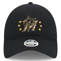 Women's New Era  Black Miami Marlins 2024 Armed Forces Day 9TWENTY Adjustable Hat