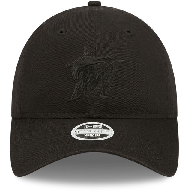 Casquette réglable New Era Miami Marlins Core Classic II 9TWENTY pour femme, noir sur noir