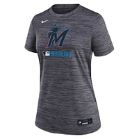 Women's Nike  Black Miami Marlins Authentic Collection Velocity Performance T-Shirt