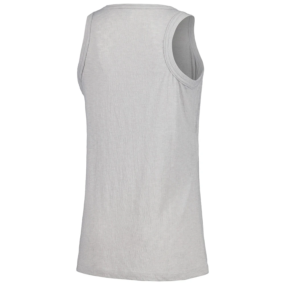 Women's Soft as a Grape Gray Miami Marlins Gauze High Neck Tank Top
