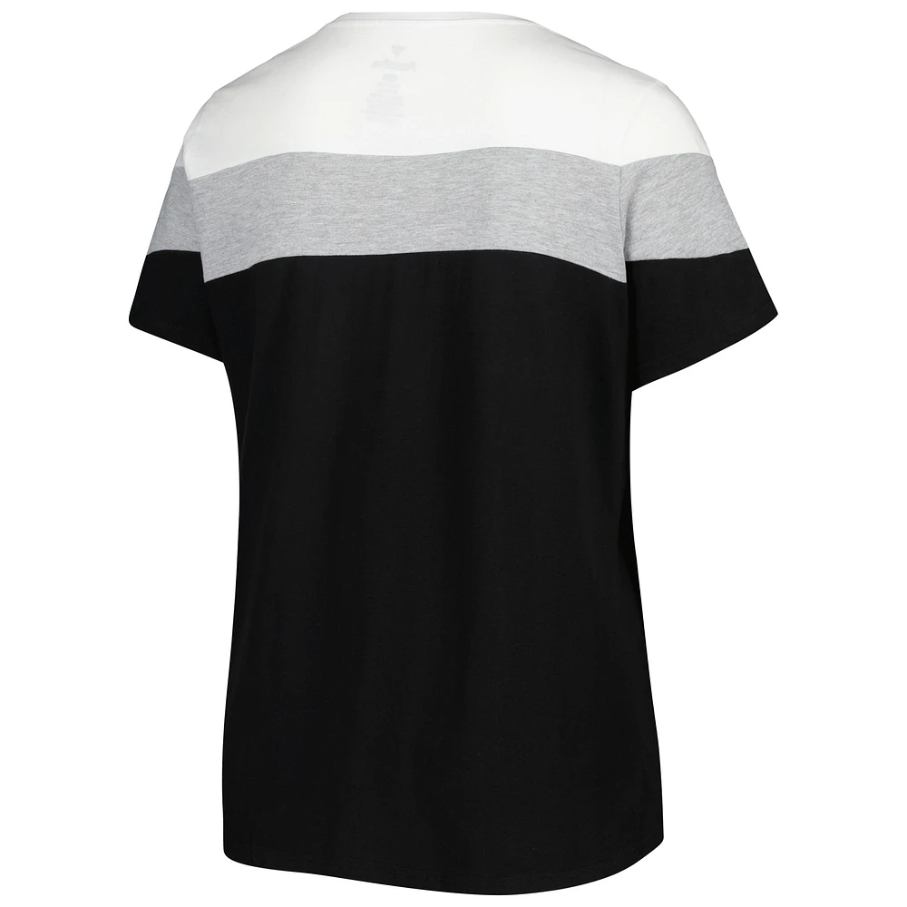 Women's White/Black Miami Marlins Plus Colorblock T-Shirt