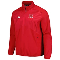 Men's adidas Red Miami University RedHawks Sideline AEROREADY Raglan Quarter-Zip Jacket