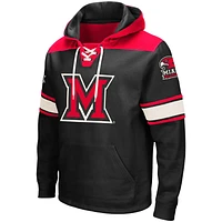 Men's Colosseum Black Miami University RedHawks 2.0 Lace-Up Pullover Hoodie
