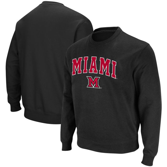 Colosseum Black Miami University RedHawks Arch & Logo Tackle Twill Pullover pour hommes