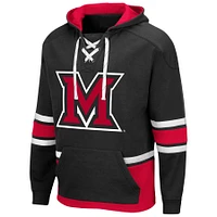 Men's Colosseum Black Miami University RedHawks Lace Up 3.0 Pullover Hoodie