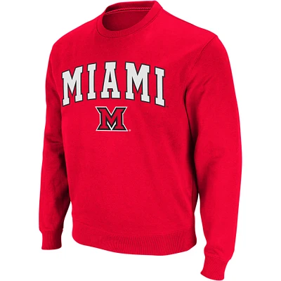 Colosseum Red Miami University RedHawks Arch & Logo Crew Neck Sweat-shirt pour homme