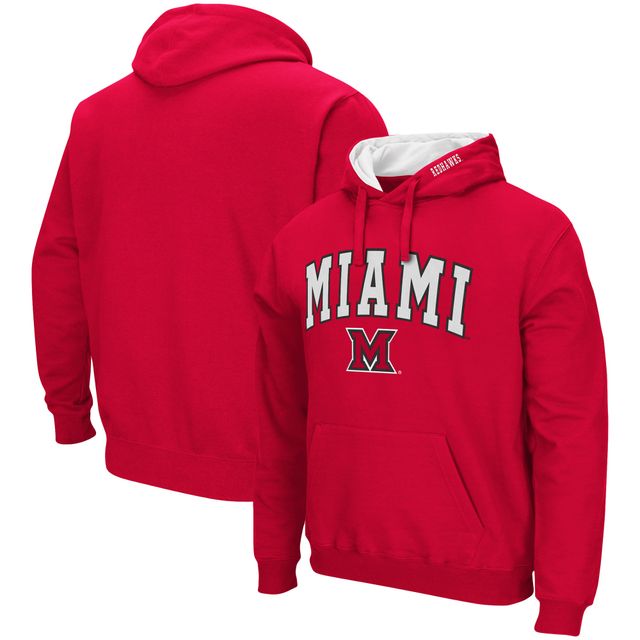Chandail à capuchon Colosseum Miami University RedHawks Arch et logo pour hommes