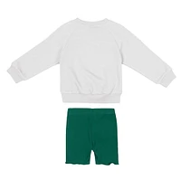 Girls Toddler Colosseum  White/Green Michigan State Spartans Beta Fleece Sweatshirt and Shorts Set