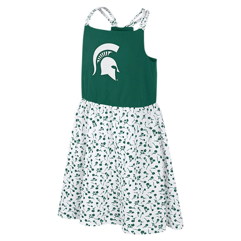 Girls Youth Colosseum Green/White Michigan State Spartans Robin Floral Dress