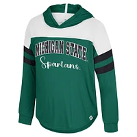 Girls Youth Colosseum Green Michigan State Spartans Reflection Hoodie Long Sleeve T-Shirt