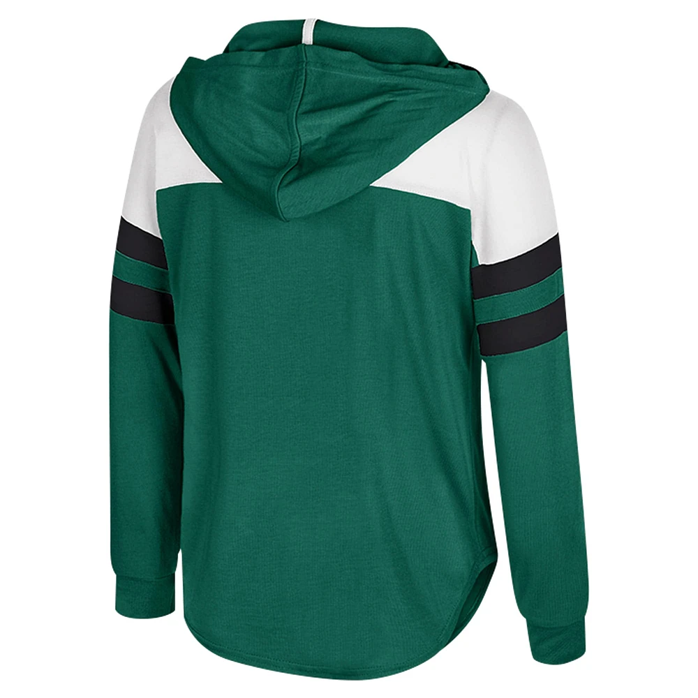 Girls Youth Colosseum Green Michigan State Spartans Reflection Hoodie Long Sleeve T-Shirt