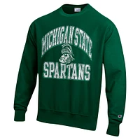 Men's Champion Green Michigan State Spartans Vault Late Night Reverse Weave Pullover Sweatshirt