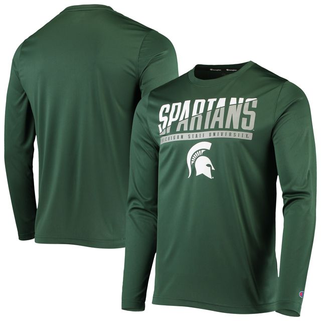 T-shirt à manches longues pour hommes Champion Green Michigan State Spartans Wordmark Slash